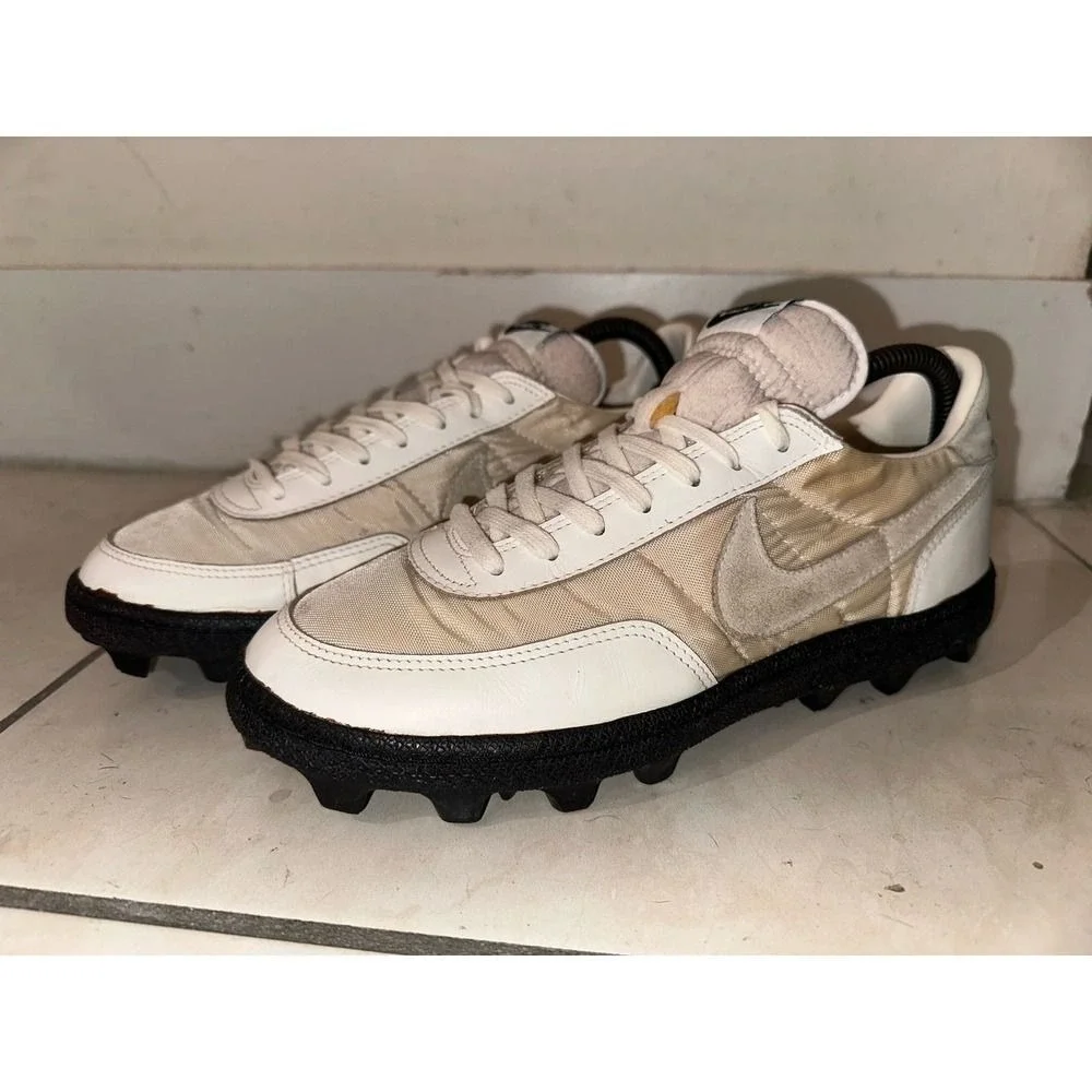 VTG Nike Land Shark Shoes‎ Cleats Mens 9 Baseball White 860305 PA Nylon Cream